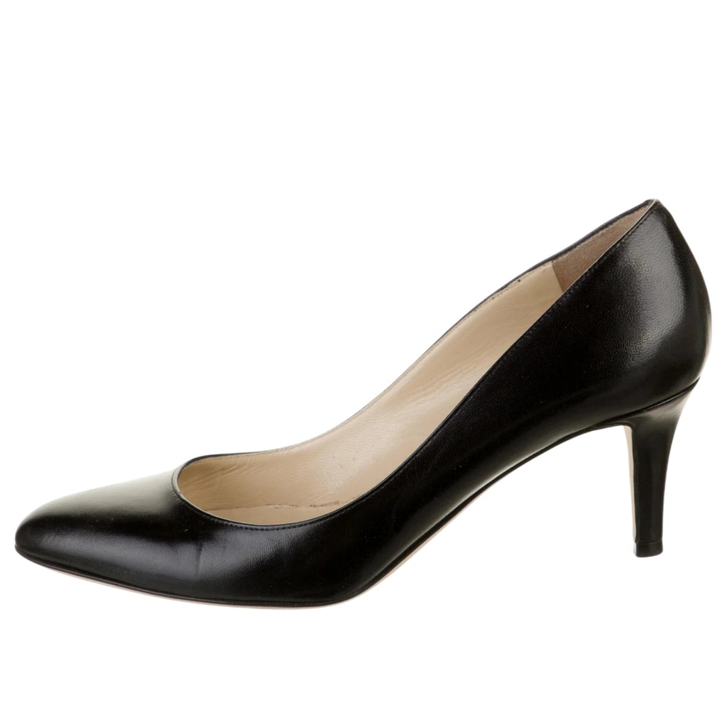 Jimmy Choo Black Leather Pointed-Toe Pumps